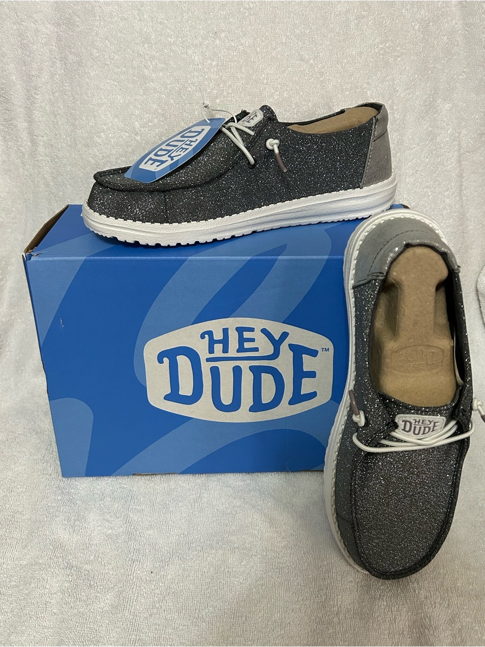 Hey Dude Wendy Metallic Charcoal Sparkle